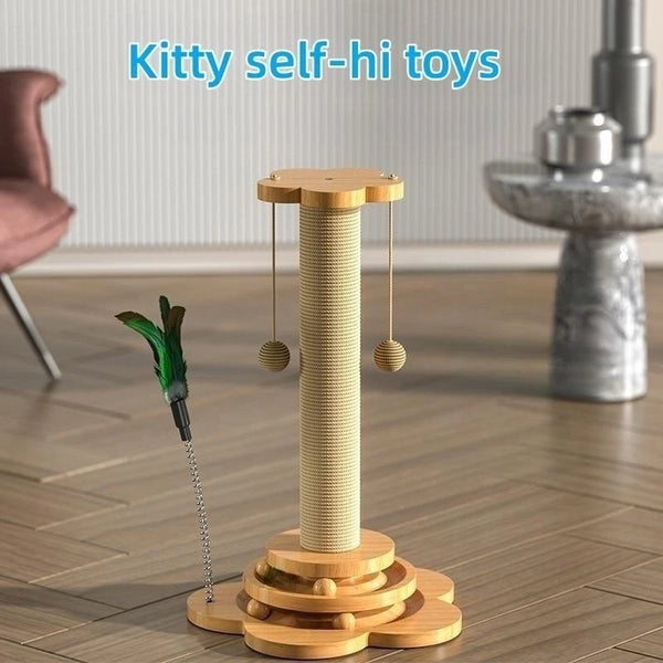 Interactive Wooden Cat Toy