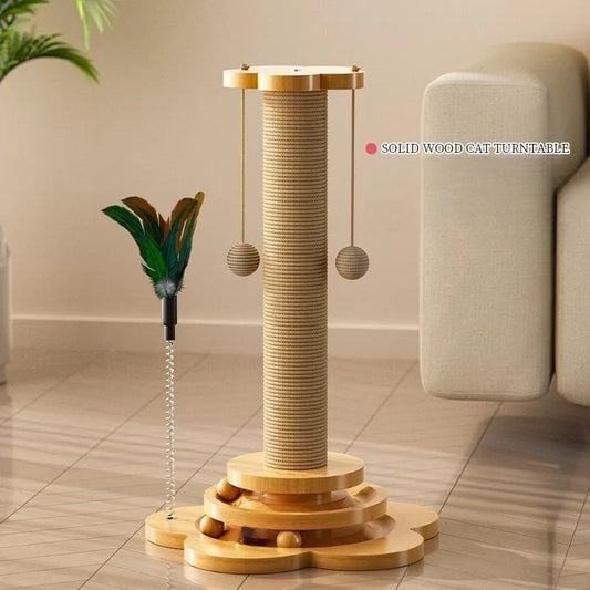 Interactive Wooden Cat Toy